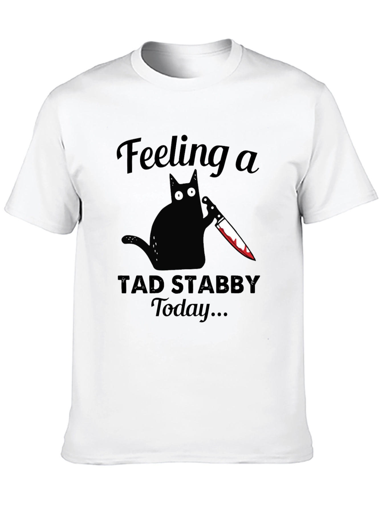 Feeling Stabby Cat Graphic Tee - Black Cotton T-Shirt