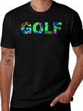 Abstract Golf T-Shirt - Black Casual Tee