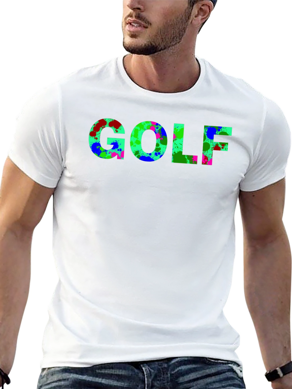 Abstract Golf T-Shirt - Black Casual Tee