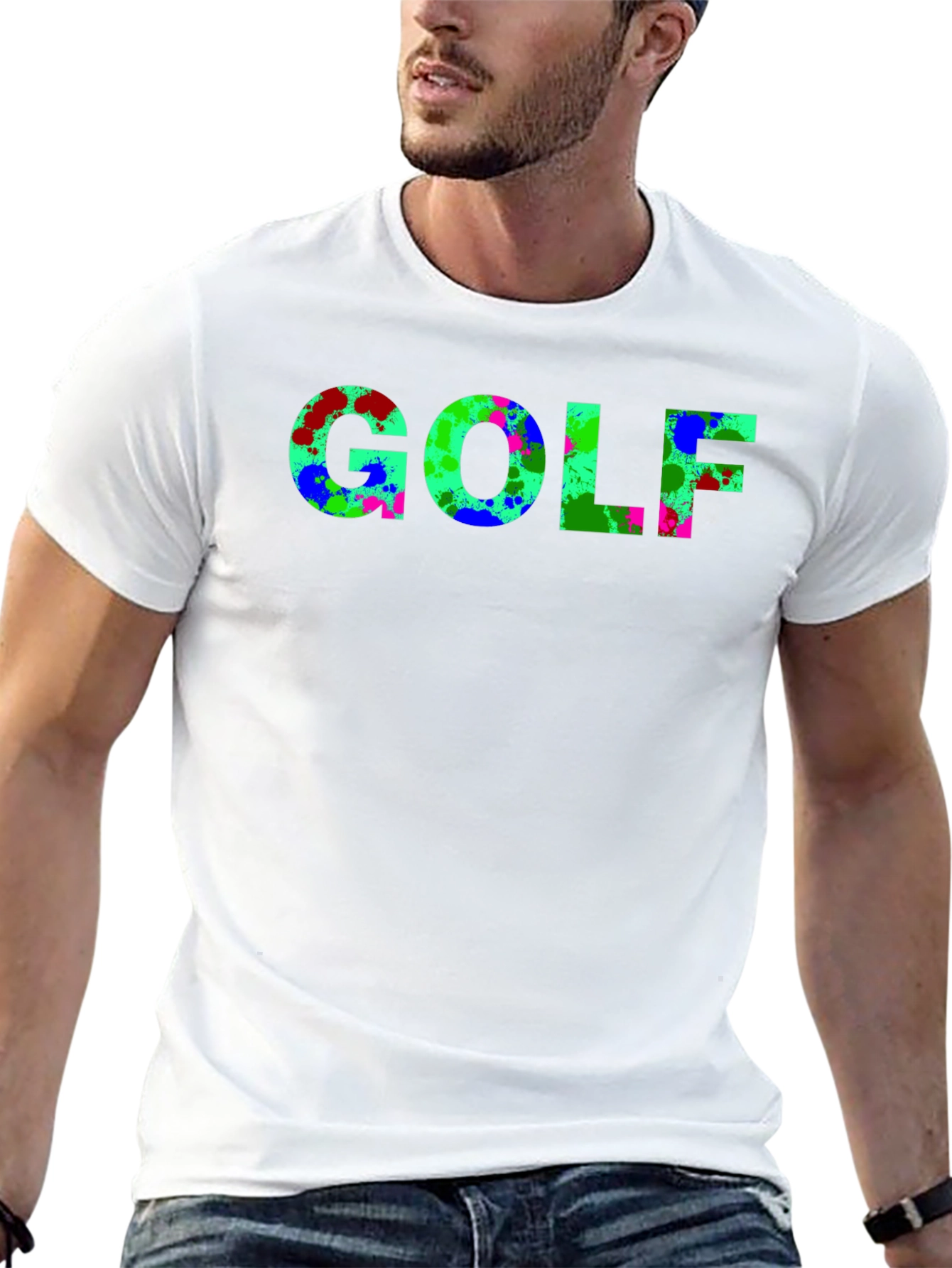 Abstract Golf T-Shirt - Black Casual Tee