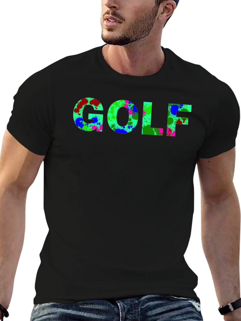 Abstract Golf T-Shirt - Black Casual Tee