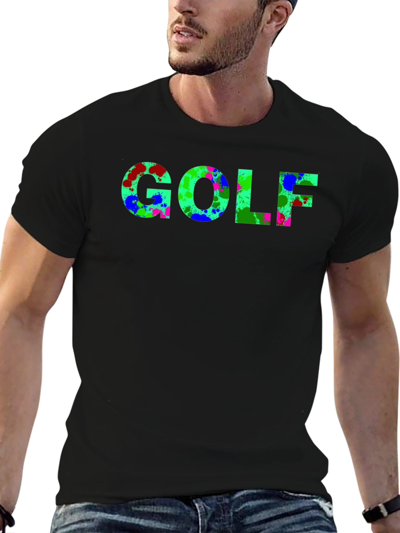 Abstract Golf T-Shirt - Black Casual Tee