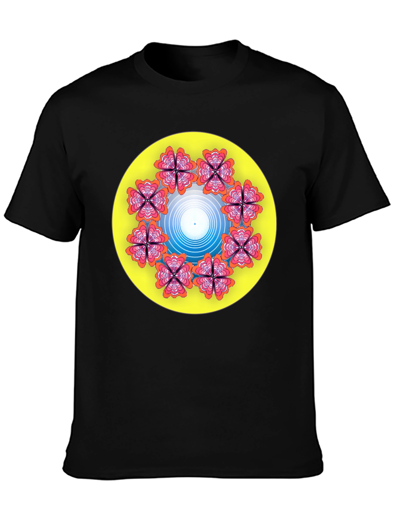 Floral Mandala Graphic T-Shirt - Black