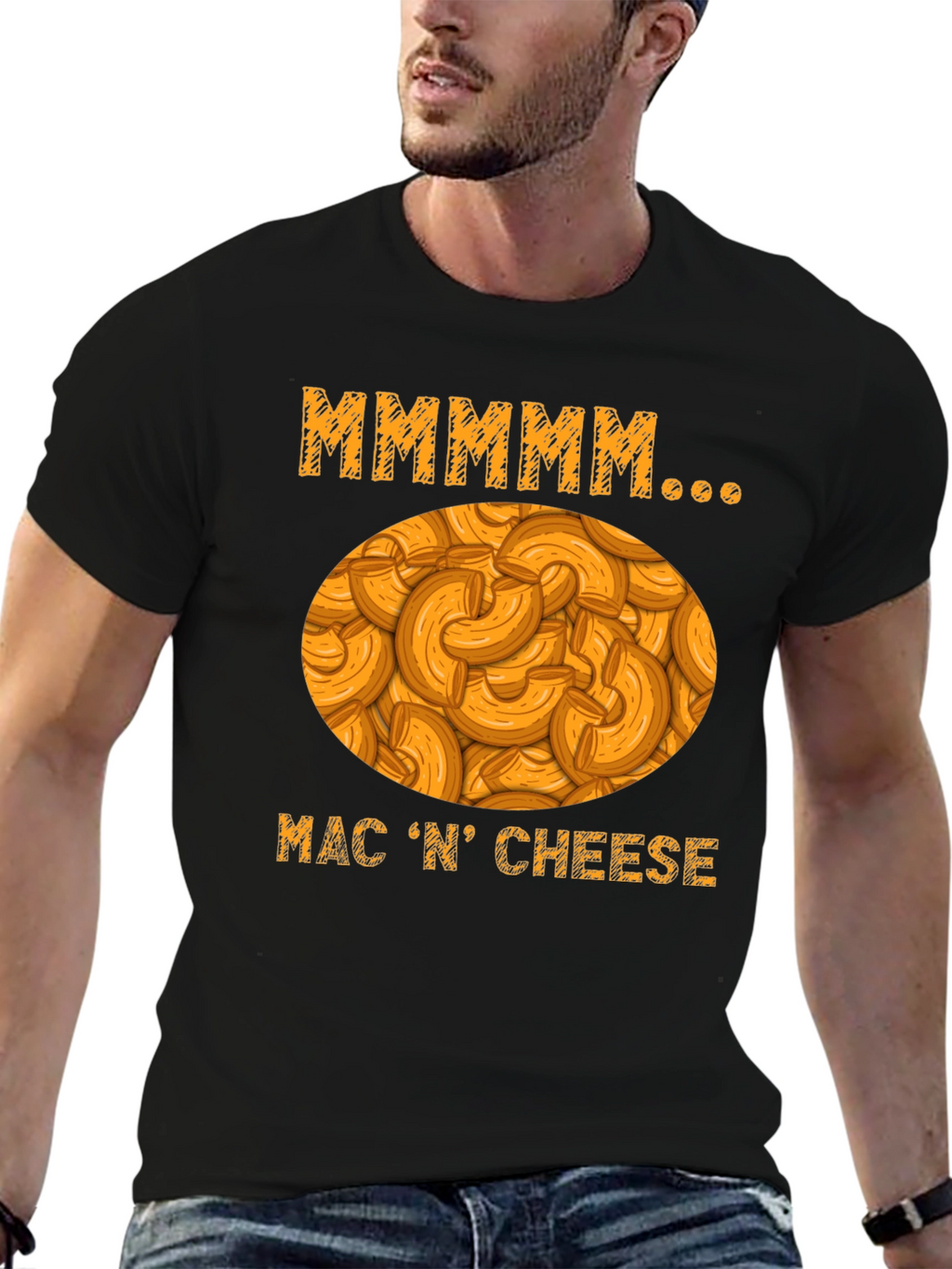 Mmmmmm Mac N Cheese Black Graphic T-Shirt