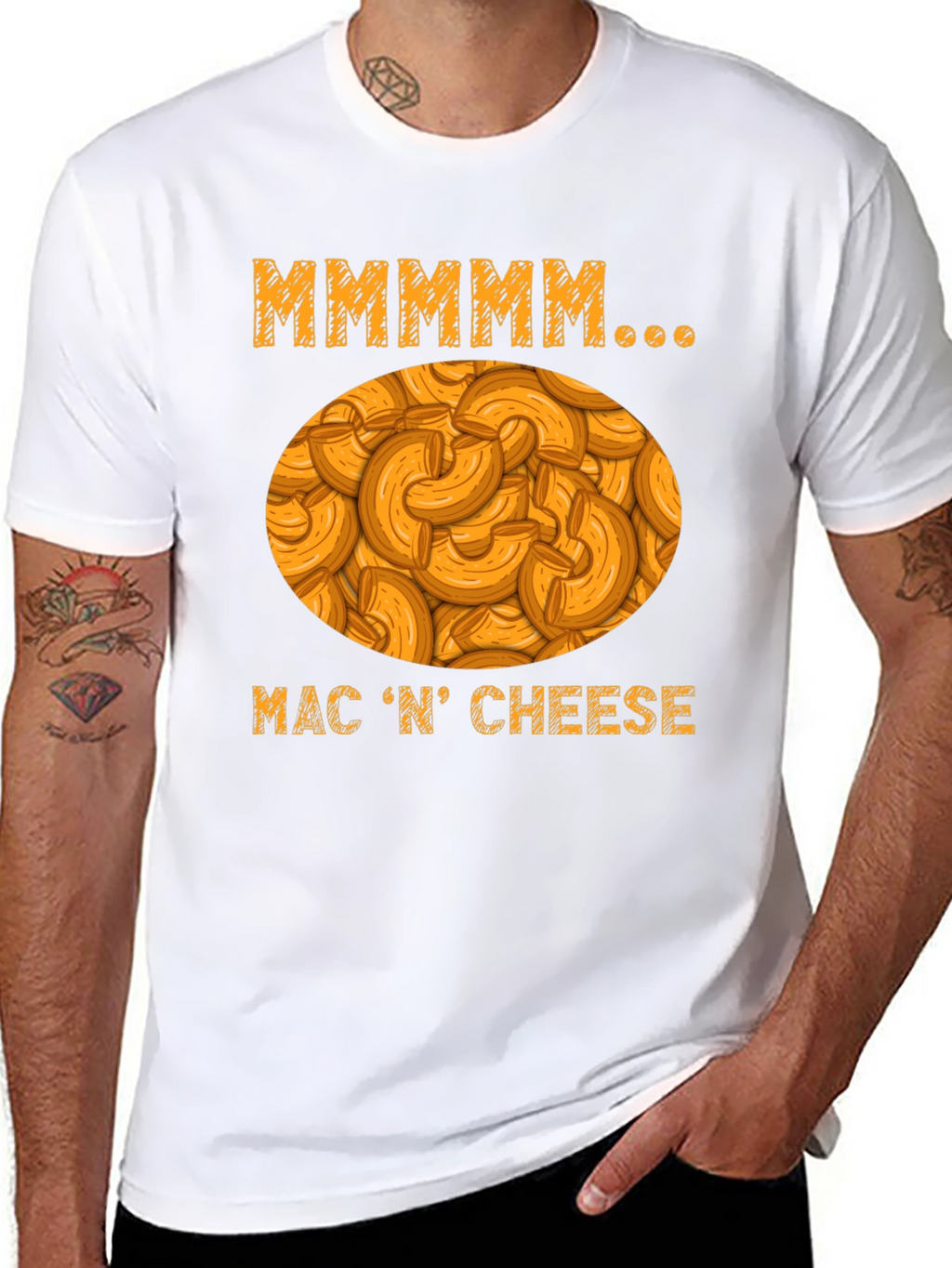 Mmmmmm Mac N Cheese Black Graphic T-Shirt