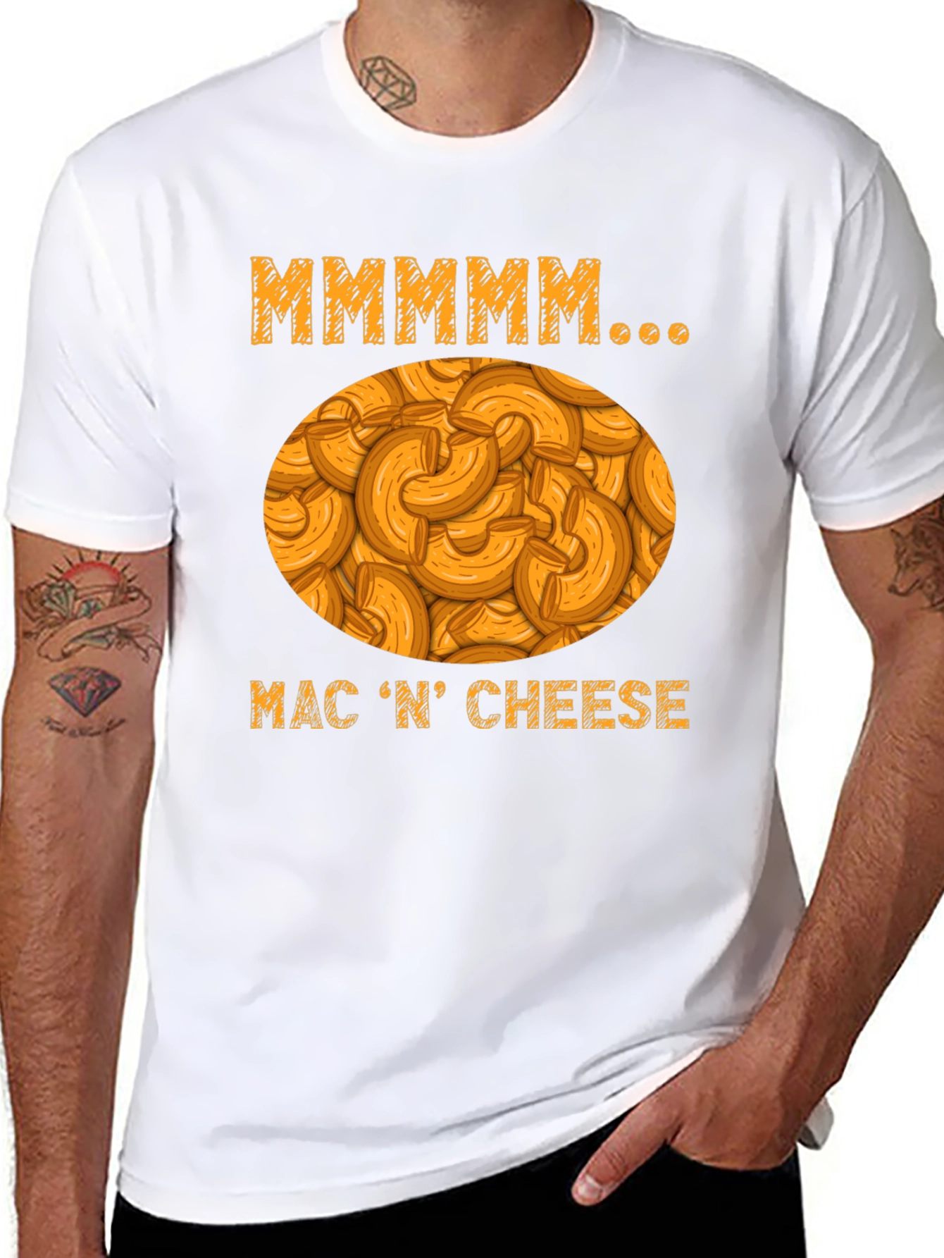 Mmmmmm Mac N Cheese Black Graphic T-Shirt