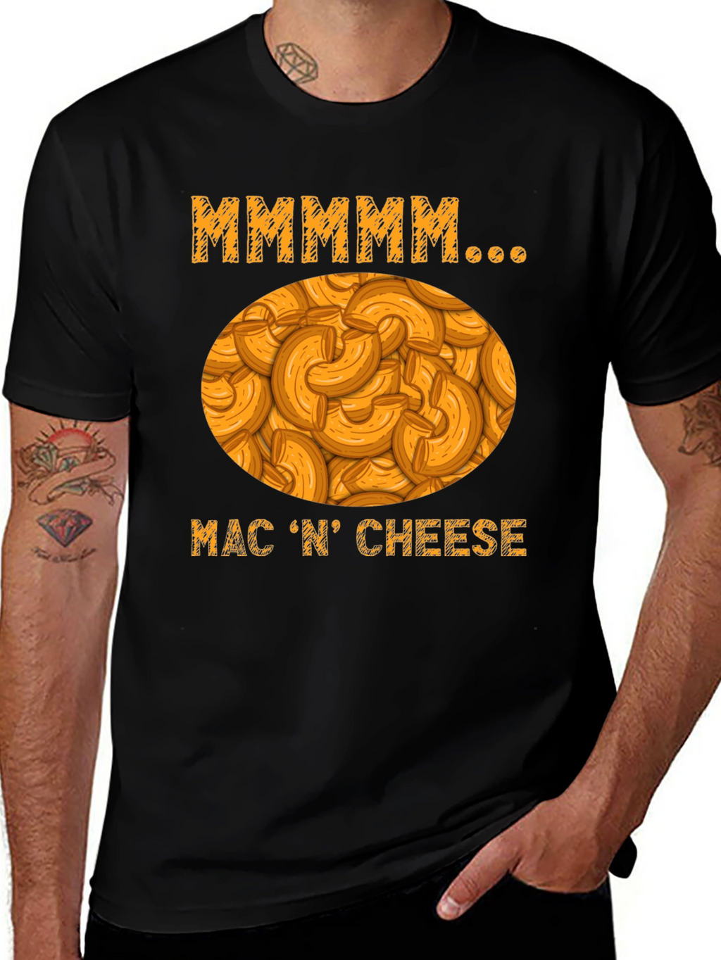 Mmmmmm Mac N Cheese Black Graphic T-Shirt