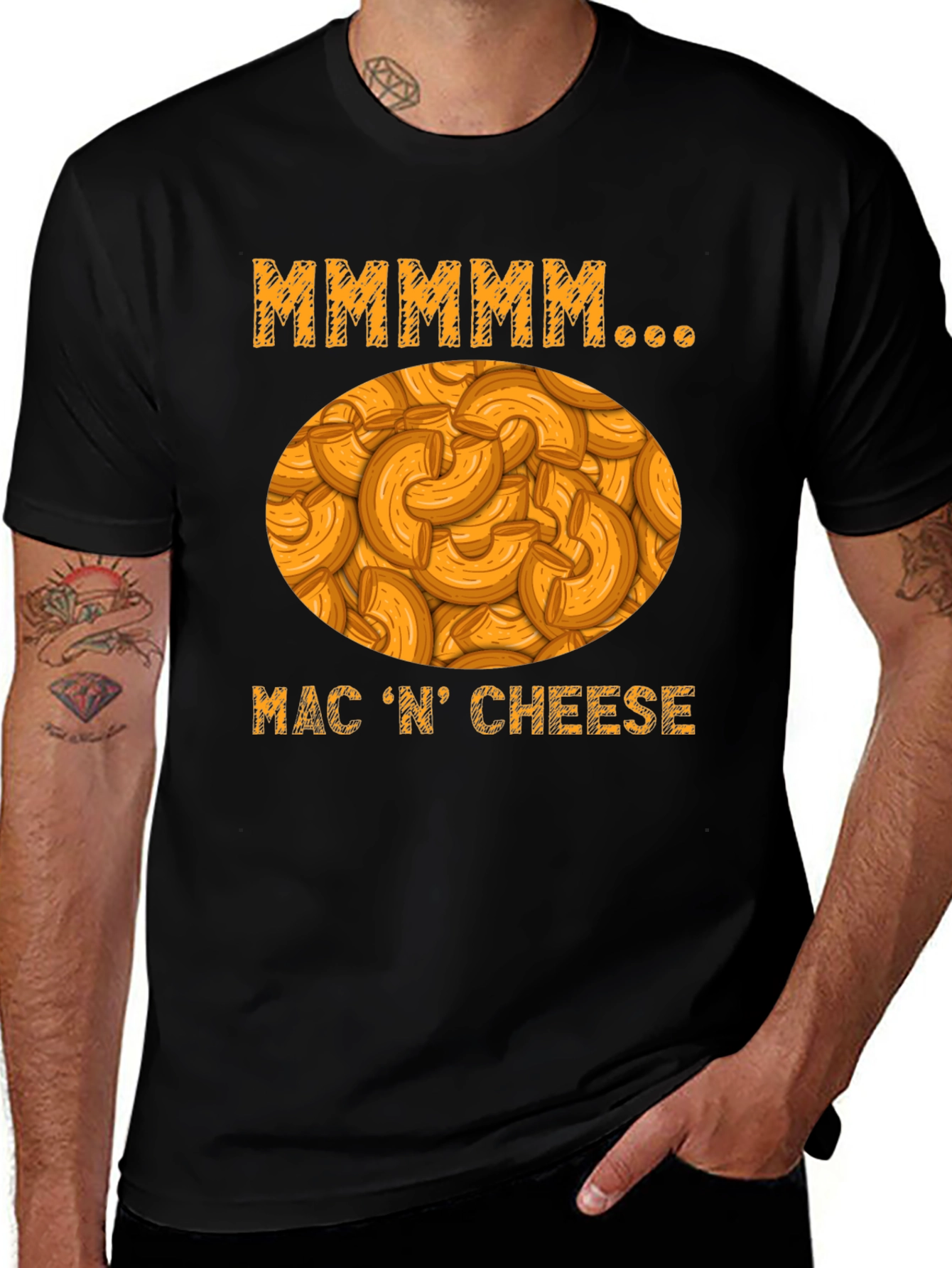Mmmmmm Mac N Cheese Black Graphic T-Shirt
