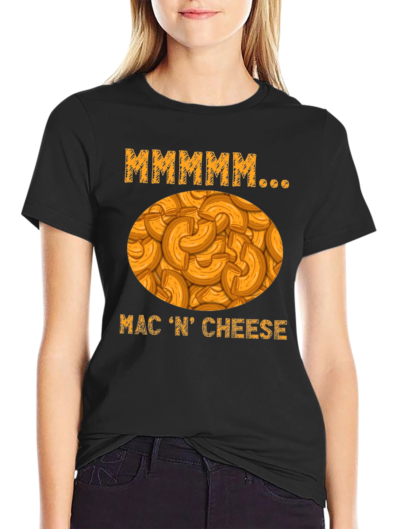 Mmmmmm Mac N Cheese Black Graphic T-Shirt