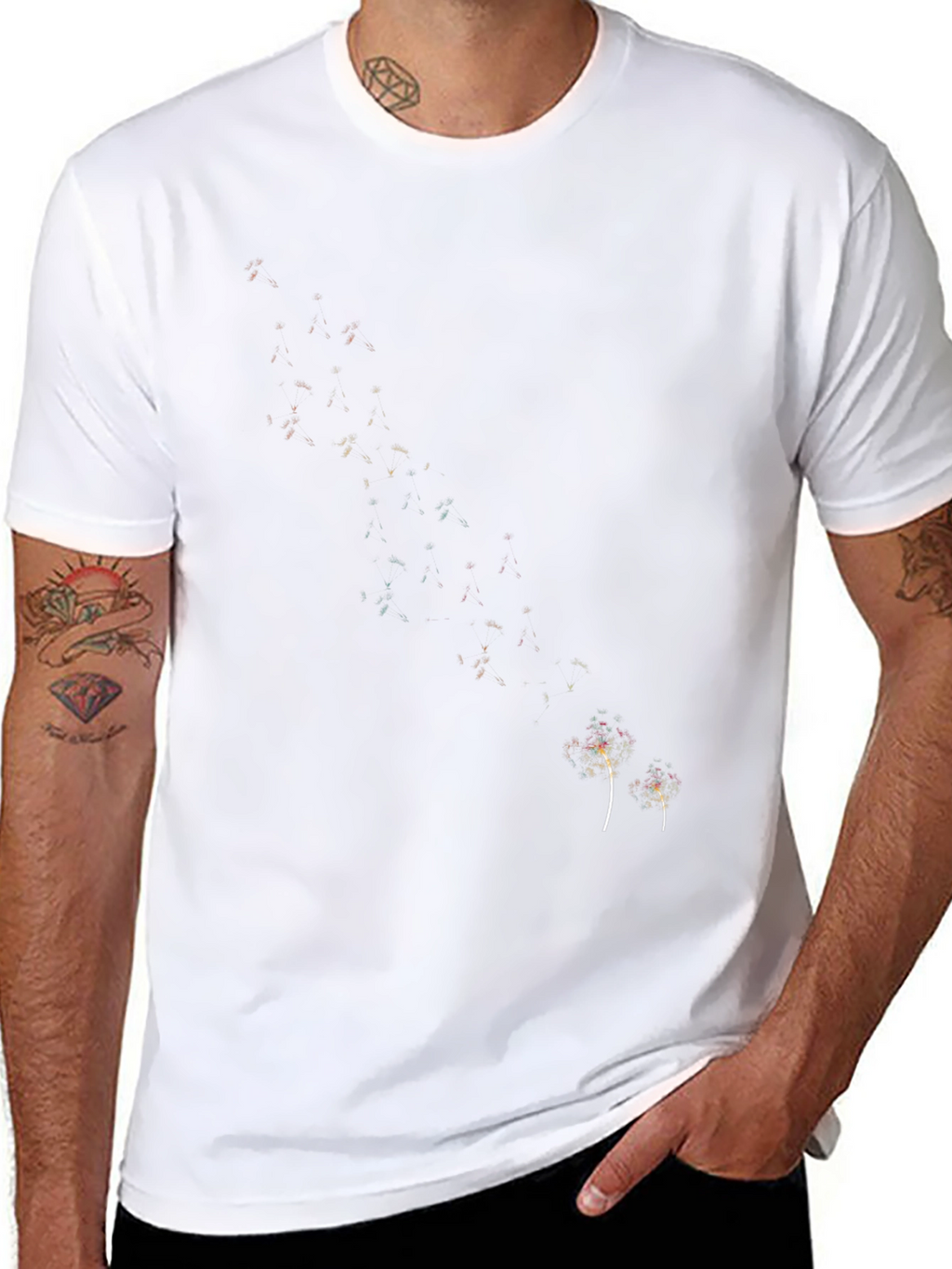 Mens Black Graphic Tee - Dandelion Design