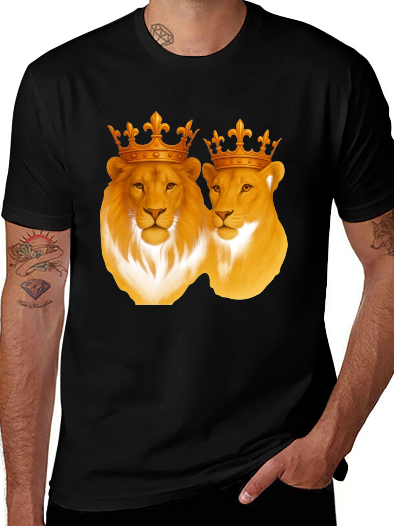 Lion King & Queen Black T-Shirt