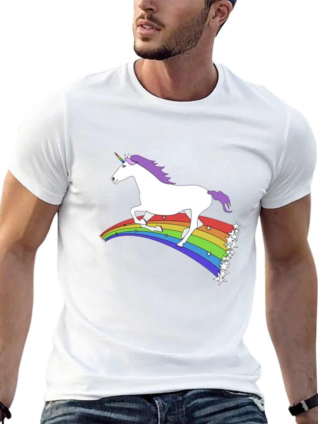 Unicorn Rainbow Graphic Tee - Black