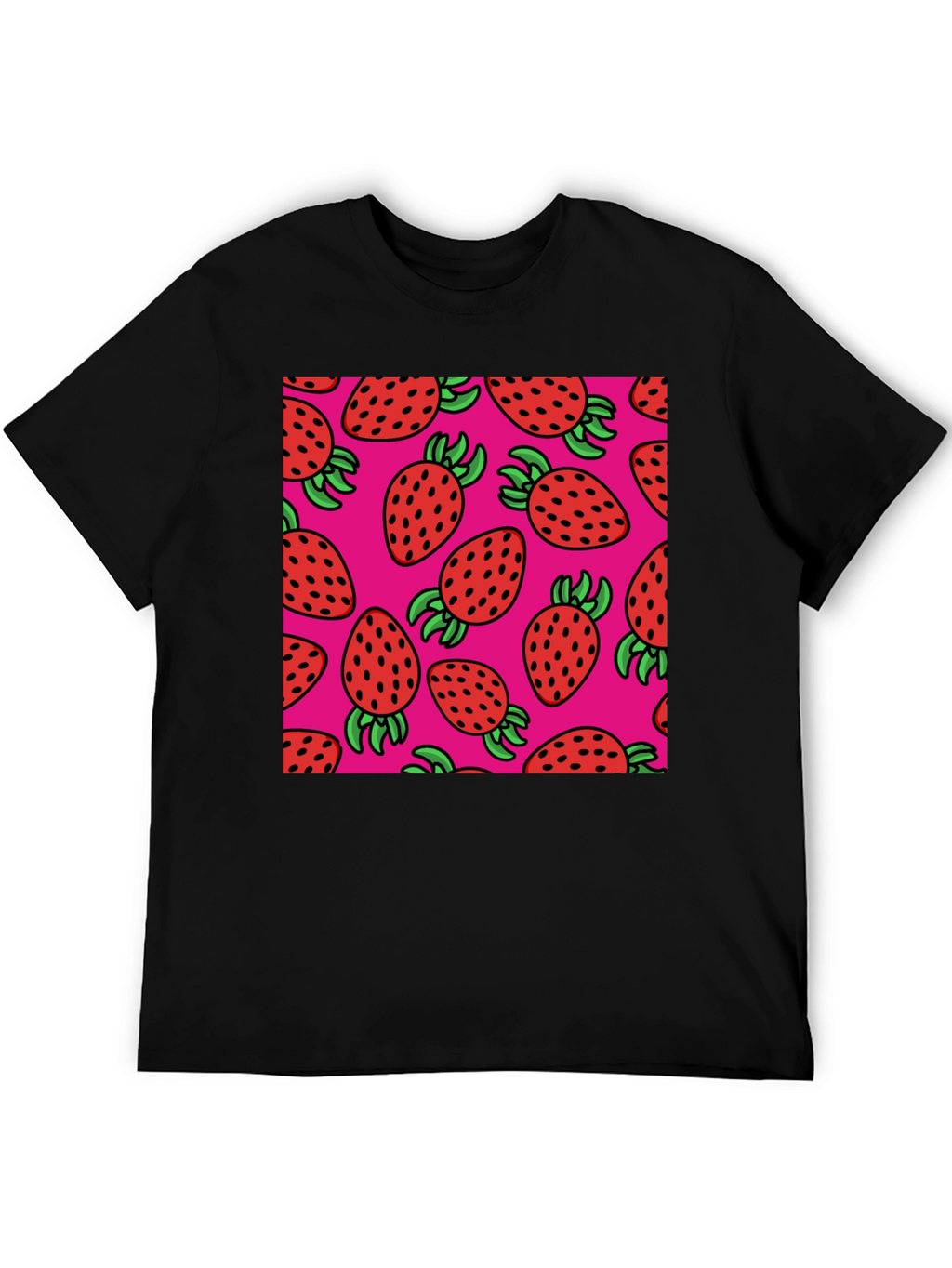 Strawberry Pattern T-Shirt - Casual Style