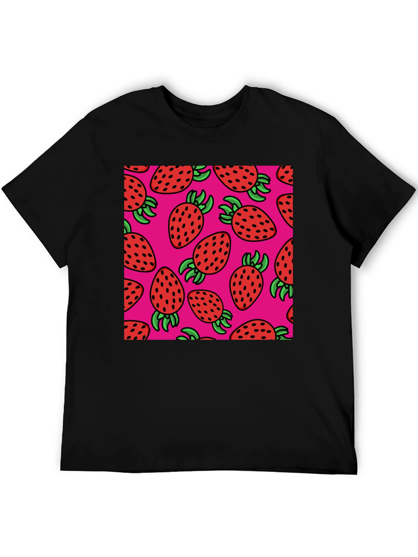 Strawberry Pattern T-Shirt - Casual Style