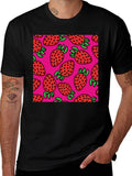 Strawberry Pattern T-Shirt - Casual Style