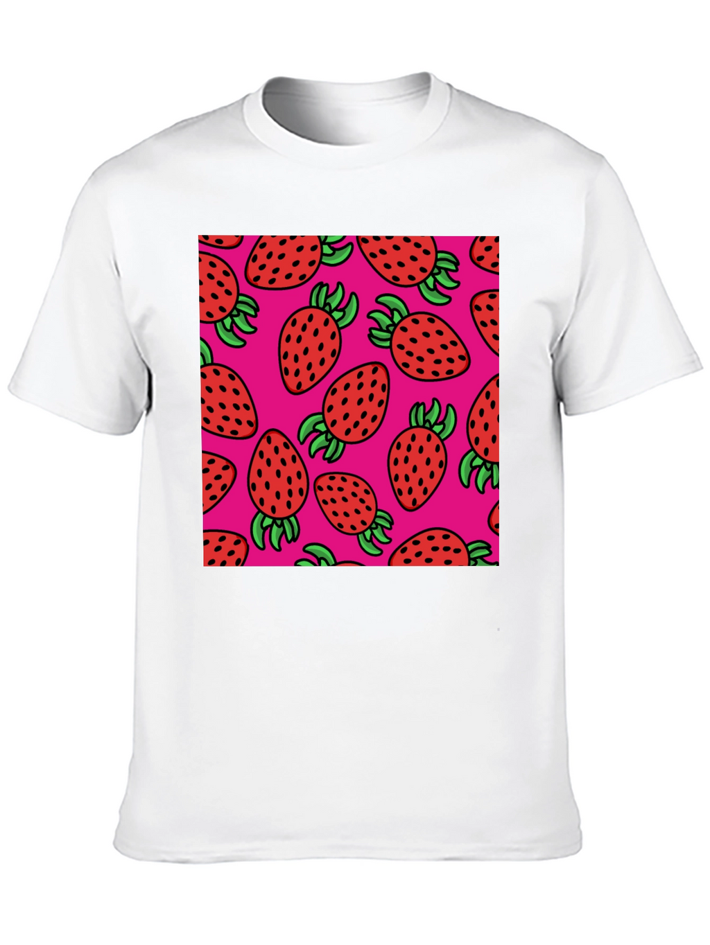 Strawberry Pattern T-Shirt - Casual Style