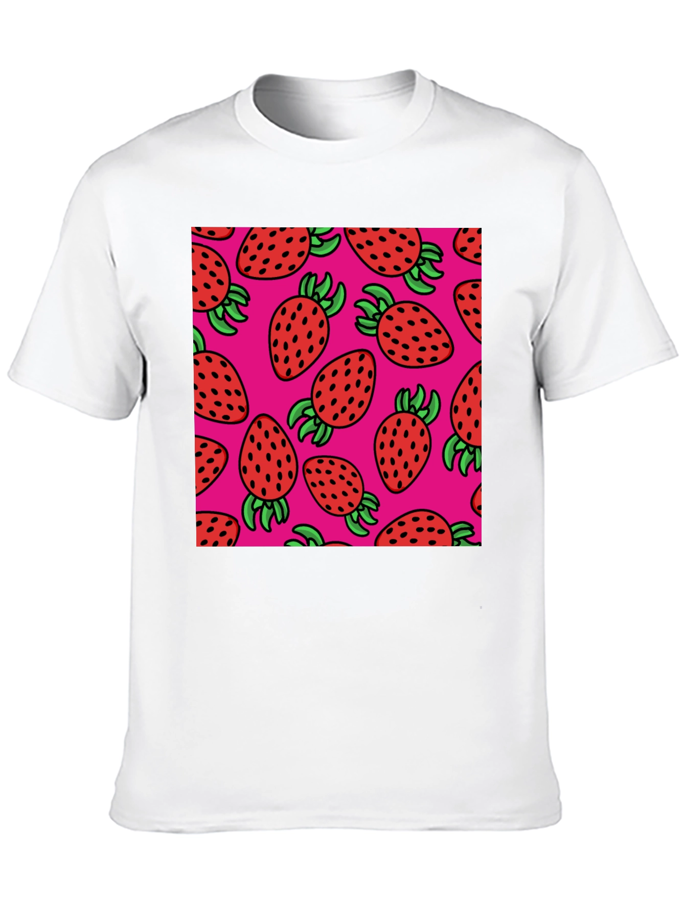 Strawberry Pattern T-Shirt - Casual Style