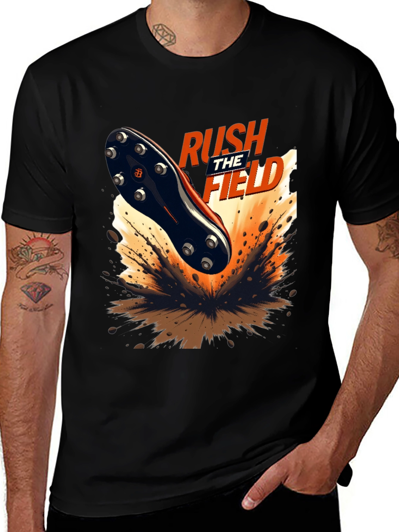 Rush the Field Graphic Tee - Black Cotton T-Shirt