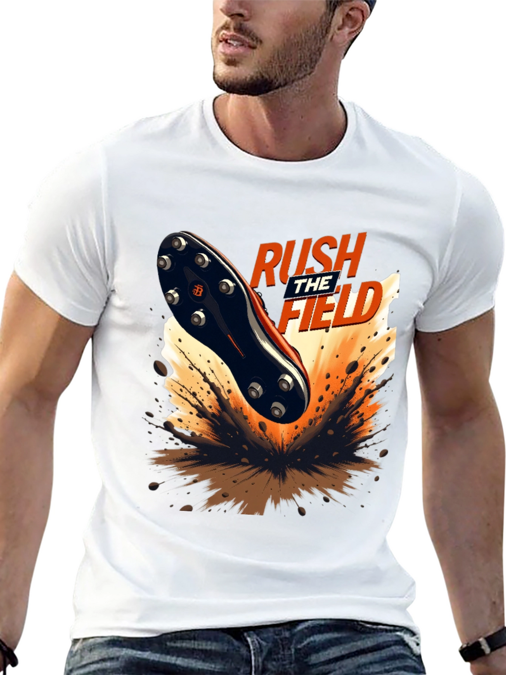Rush the Field Graphic Tee - Black Cotton T-Shirt