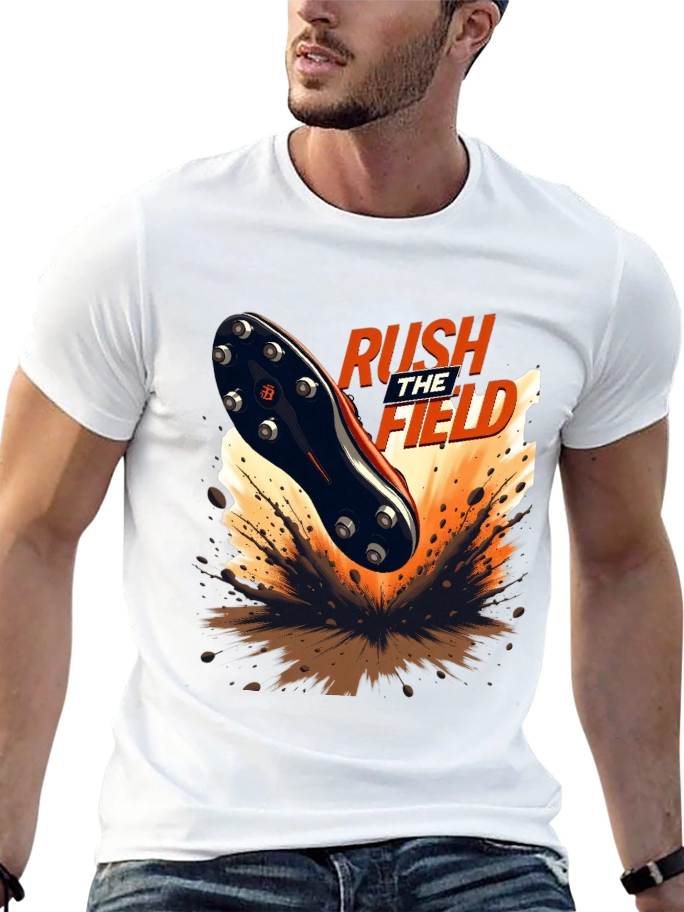 Rush the Field Graphic Tee - Black Cotton T-Shirt