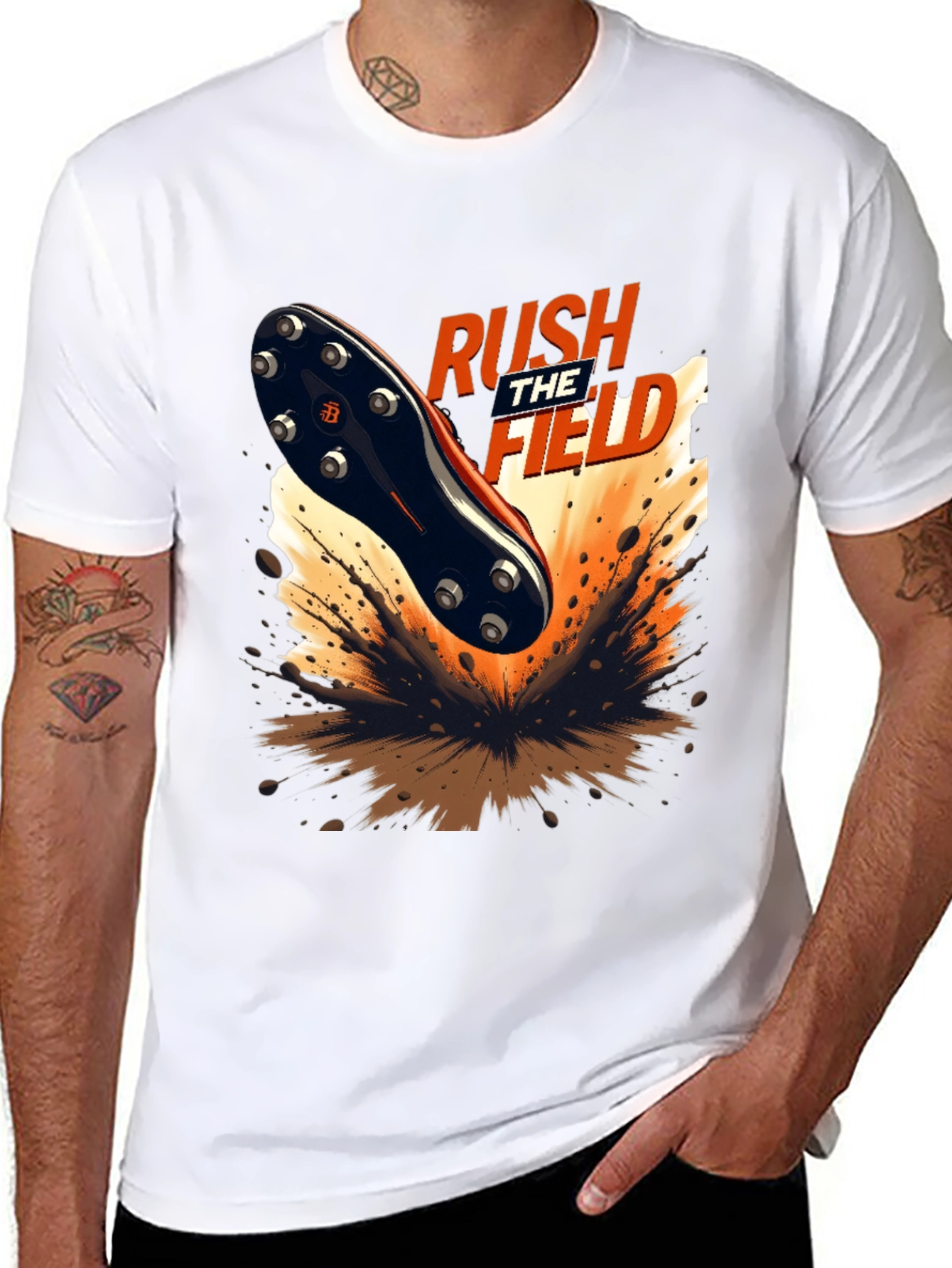 Rush the Field Graphic Tee - Black Cotton T-Shirt