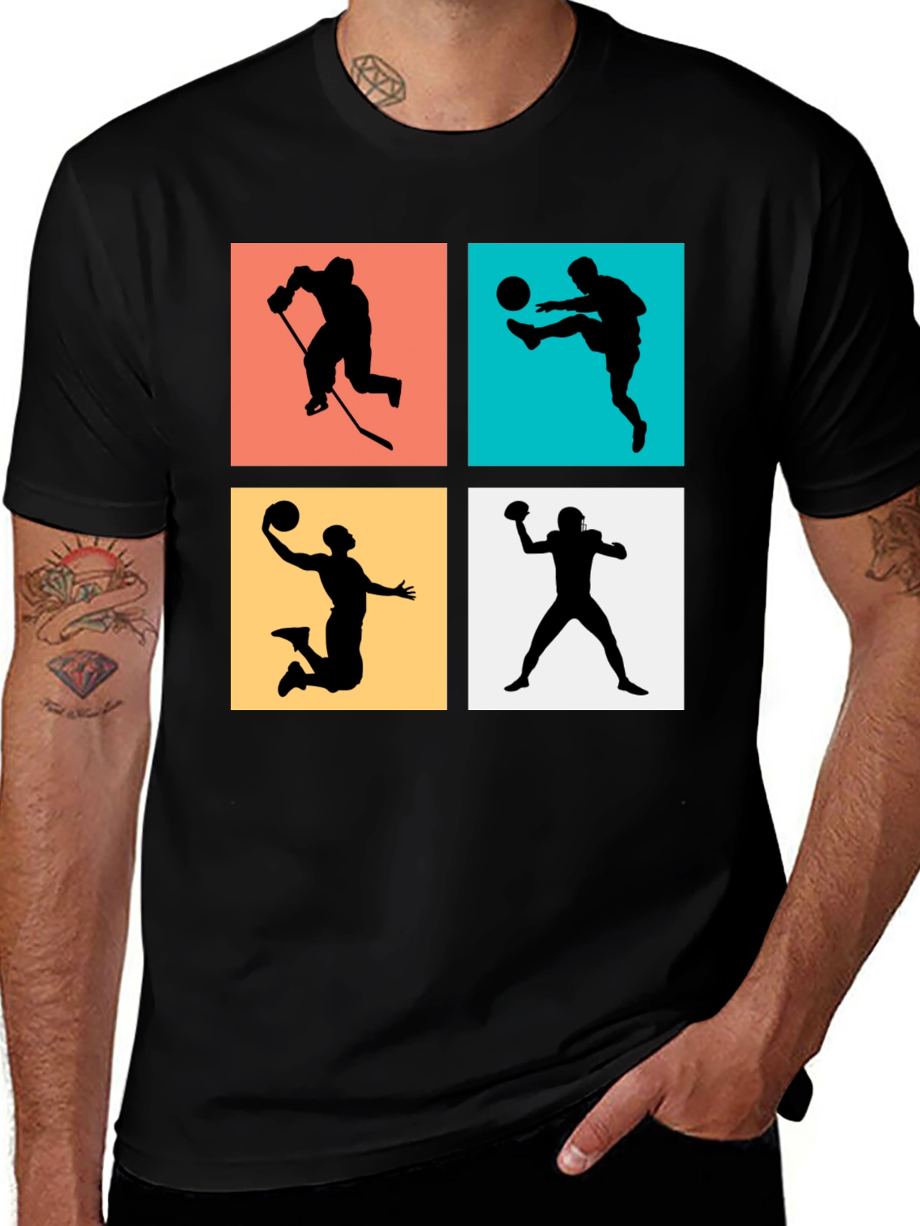 Sports Silhouettes T-Shirt Active Athlete Tee