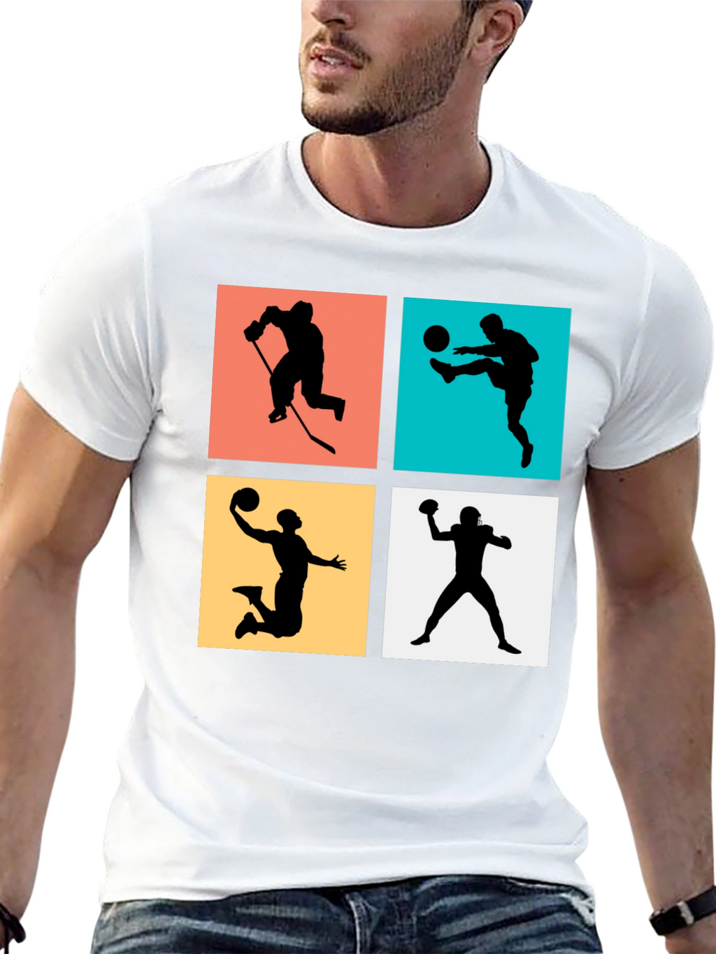 Sports Silhouettes T-Shirt Active Athlete Tee
