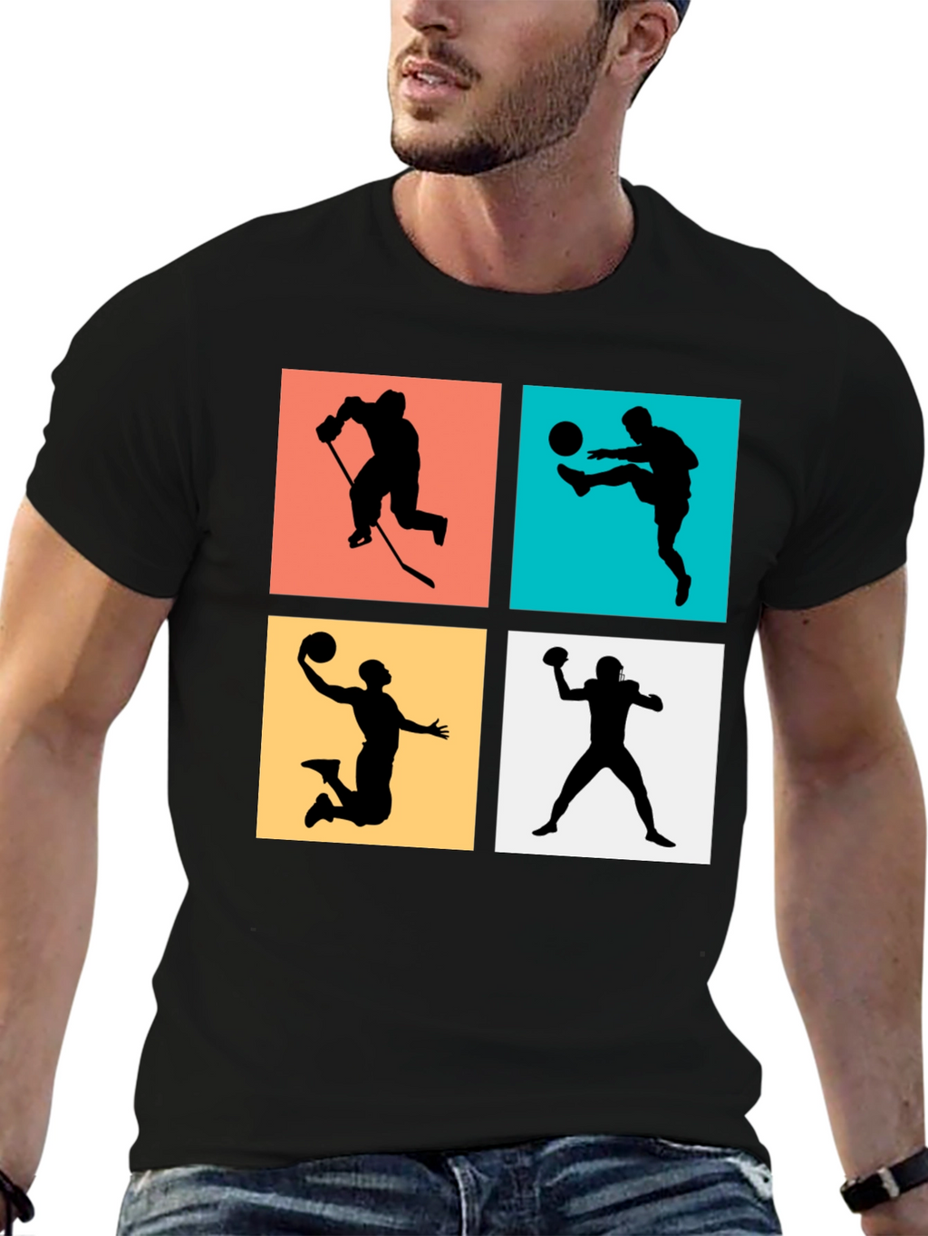 Sports Silhouettes T-Shirt Active Athlete Tee