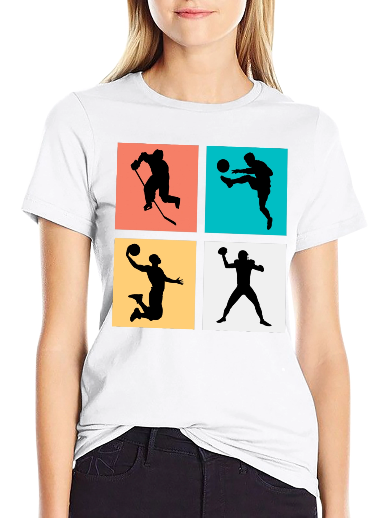 Sports Silhouettes T-Shirt Active Athlete Tee