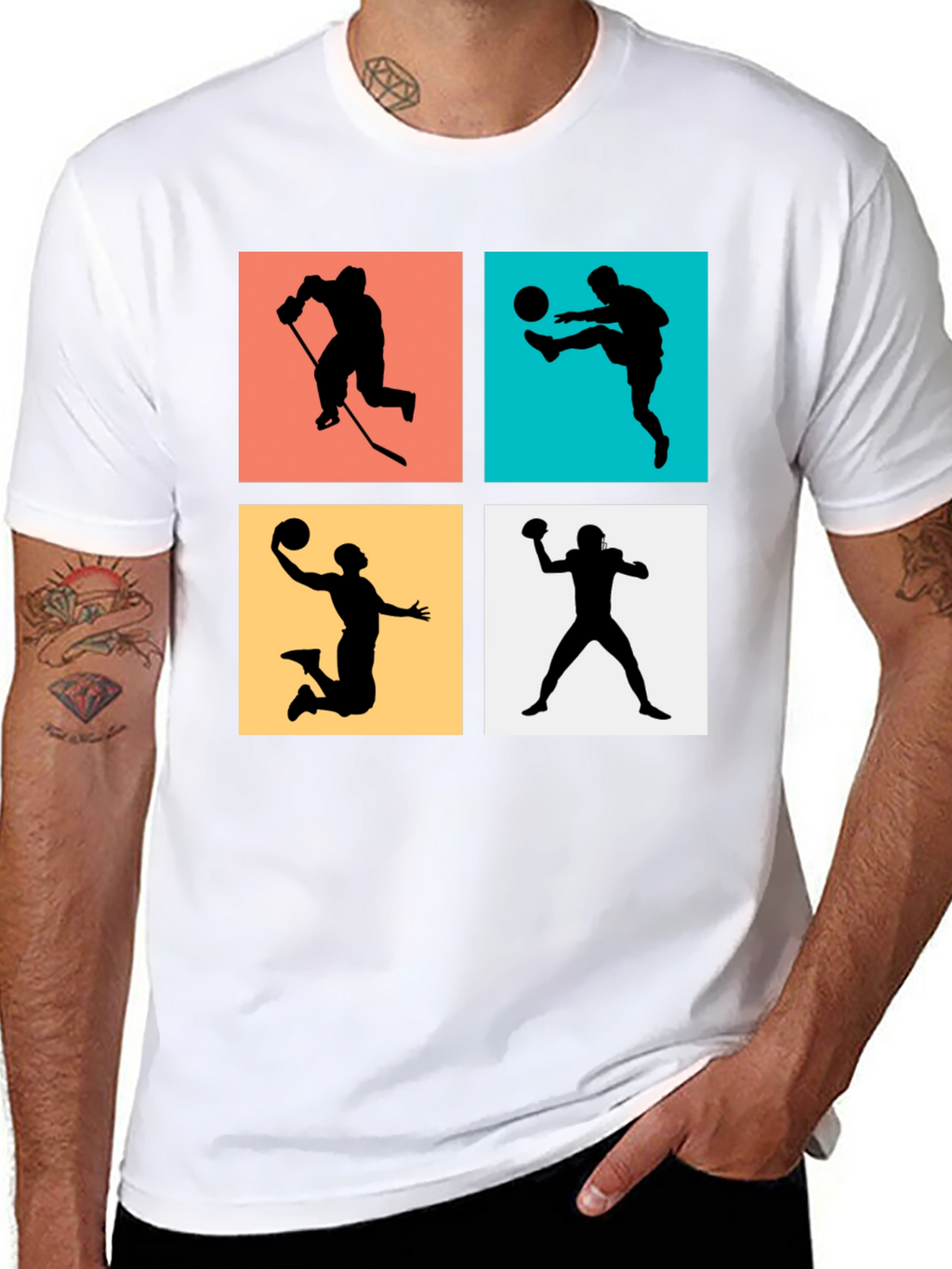 Sports Silhouettes T-Shirt Active Athlete Tee