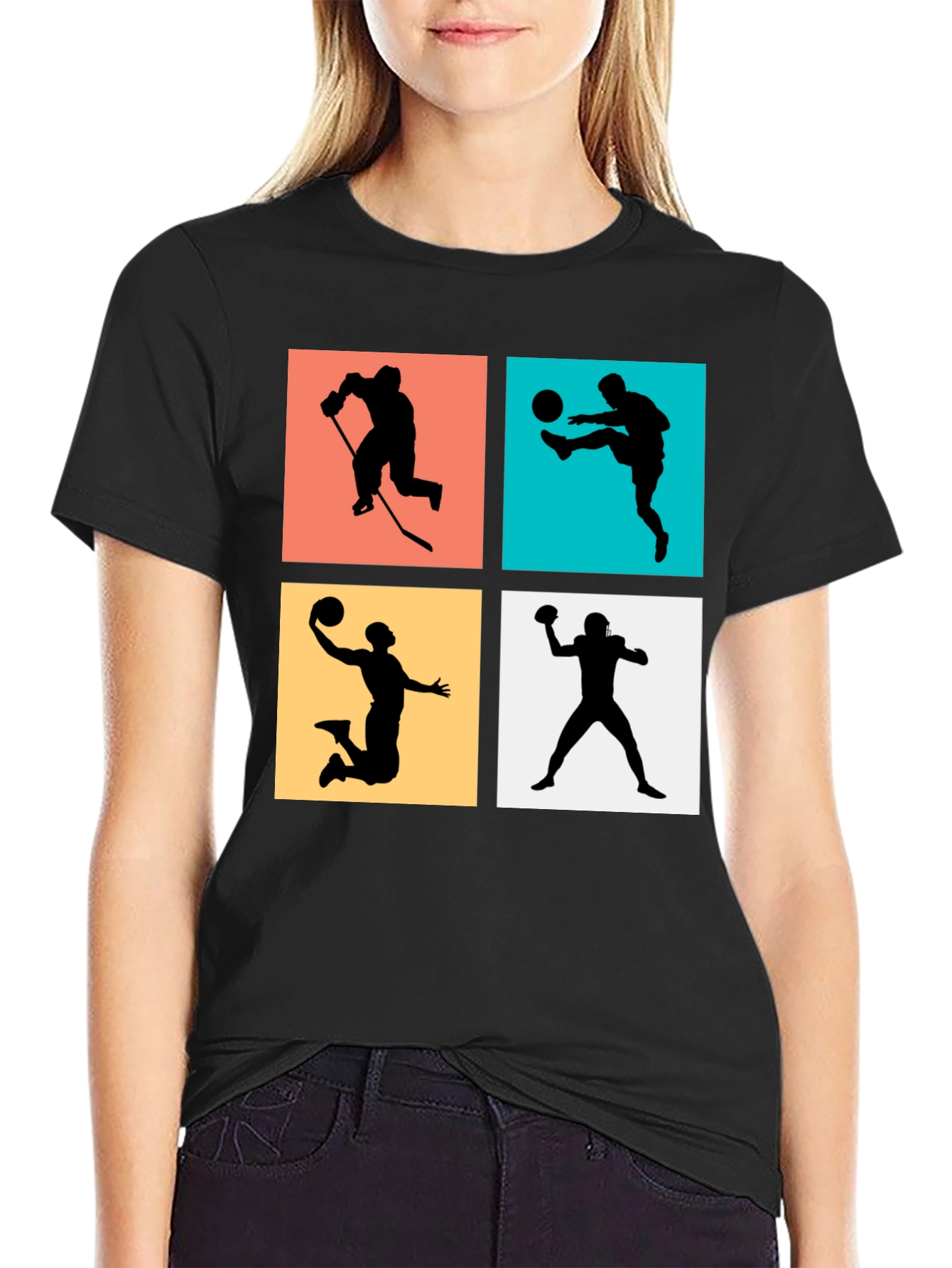 Sports Silhouettes T-Shirt Active Athlete Tee