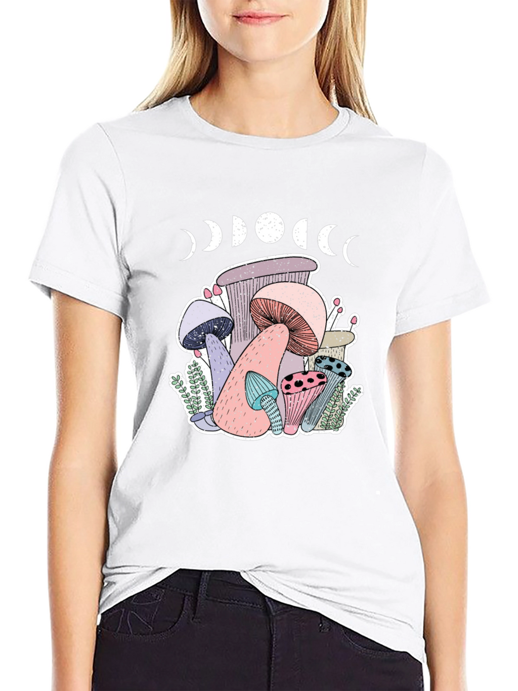 Mushroom Moon Phase Graphic T-Shirt