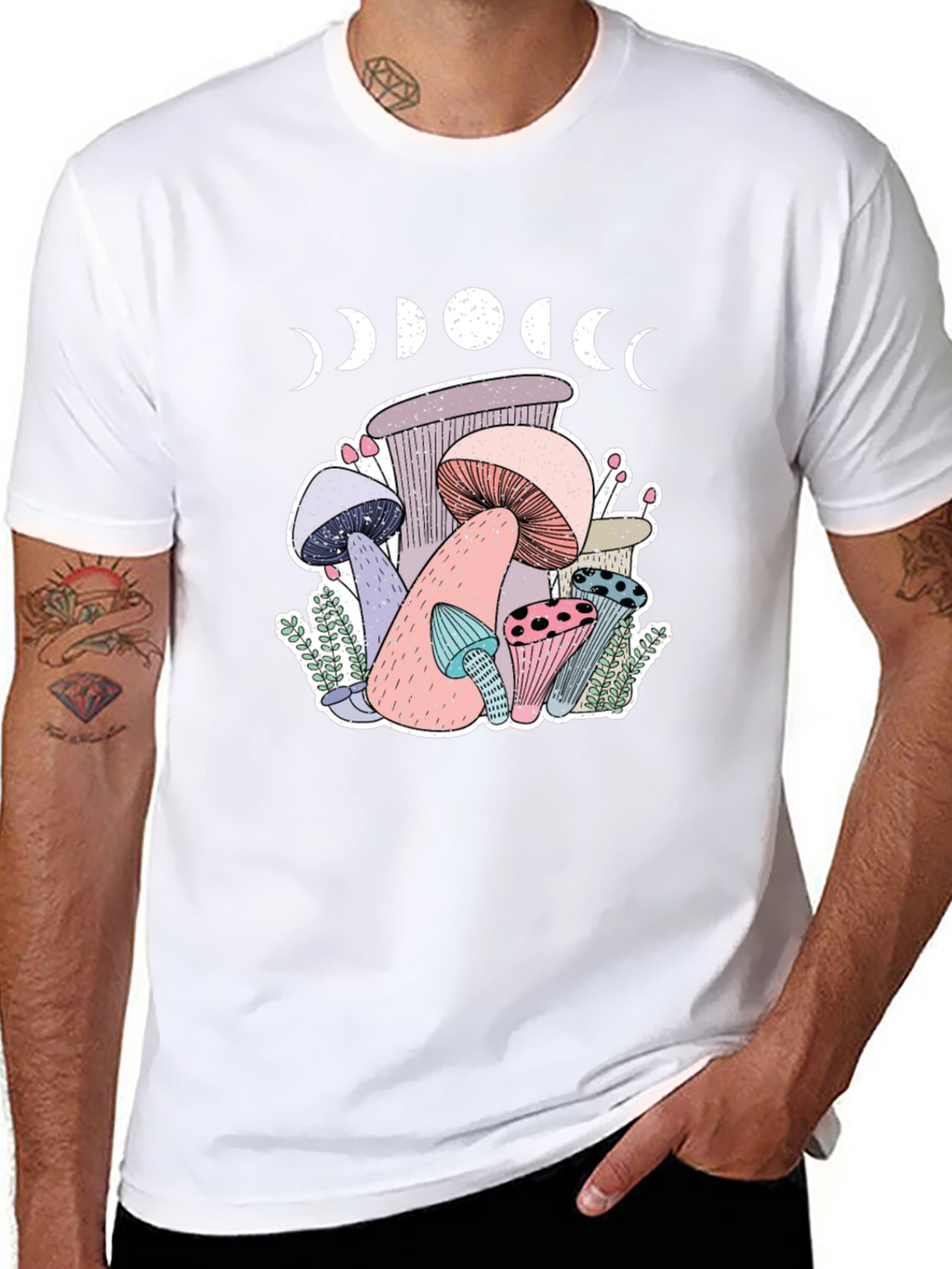 Mushroom Moon Phase Graphic T-Shirt