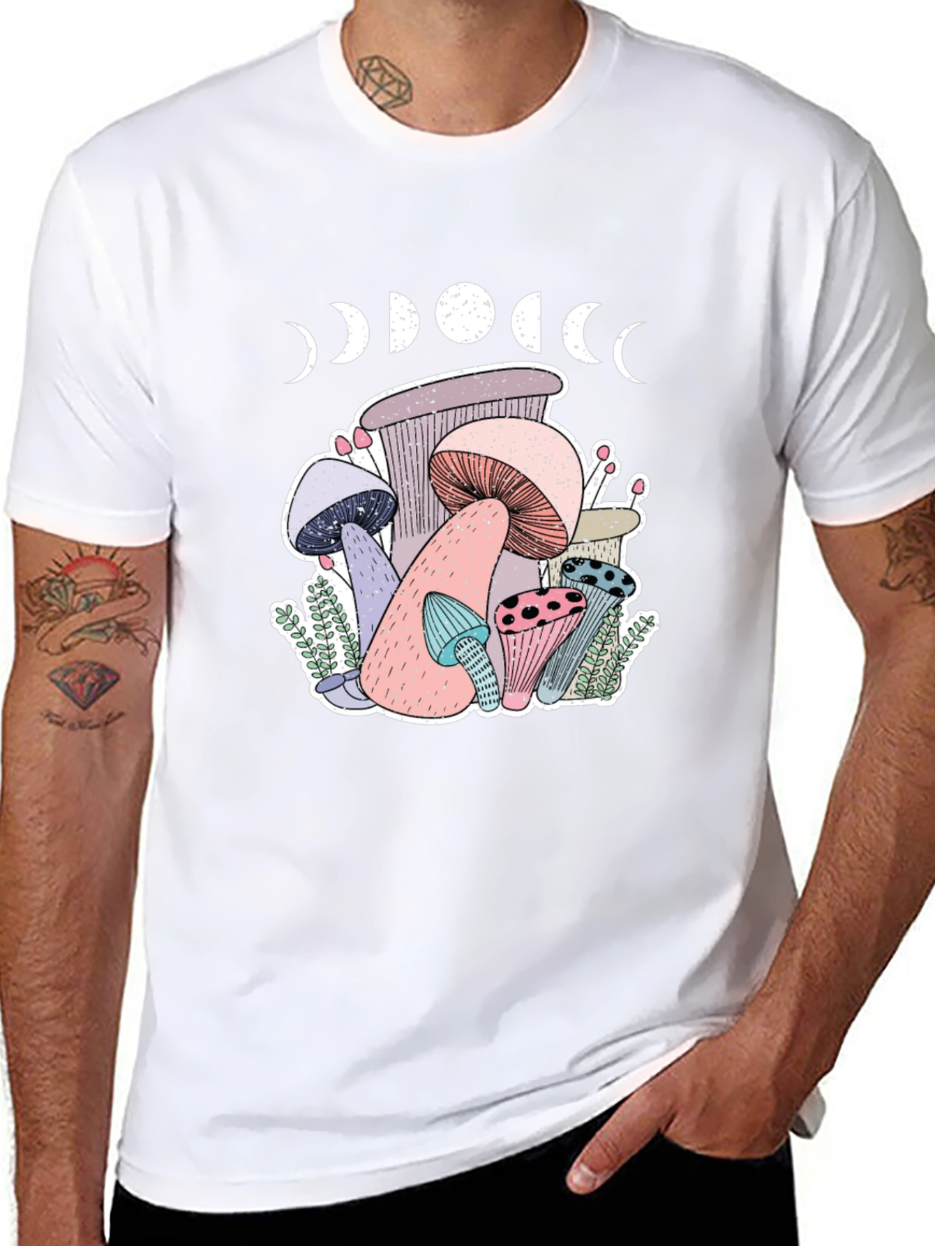 Mushroom Moon Phase Graphic T-Shirt