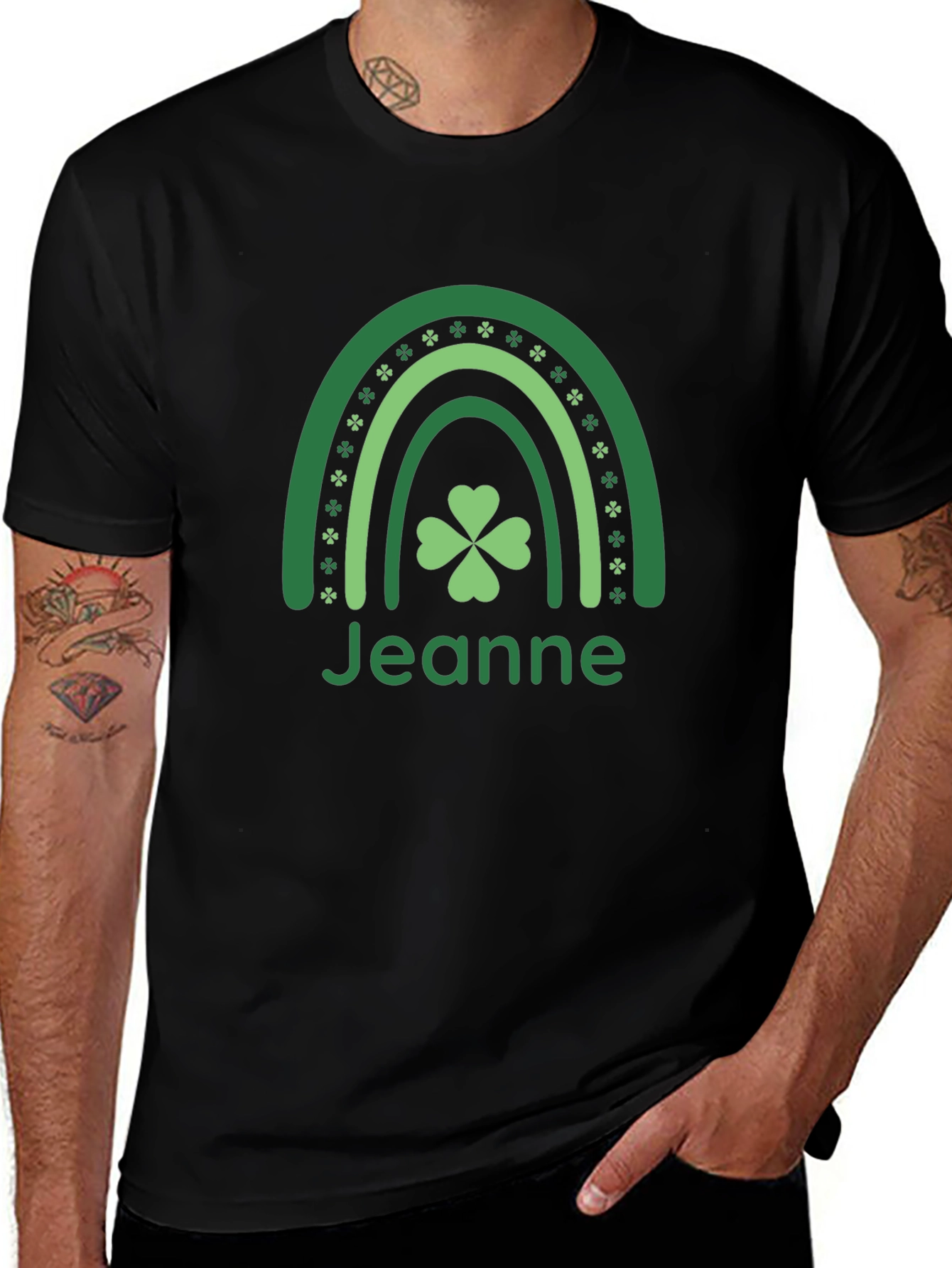 Jeanne St. Patricks Day Shamrock Rainbow T-Shirt
