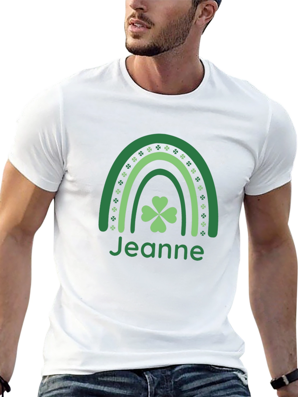 Jeanne St. Patricks Day Shamrock Rainbow T-Shirt