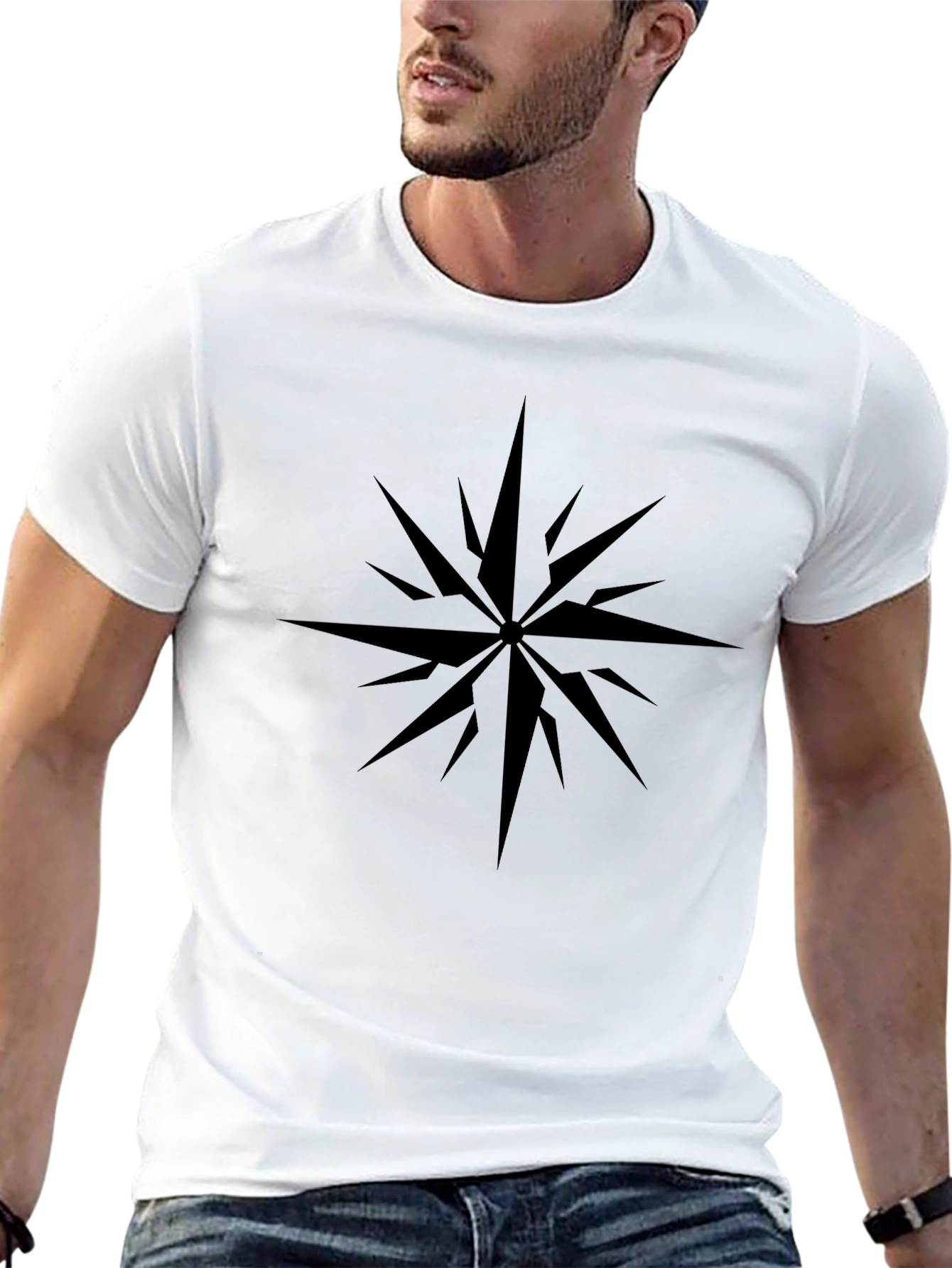 Stylish Black Starburst Graphic Tee - Modern Mens Fashion