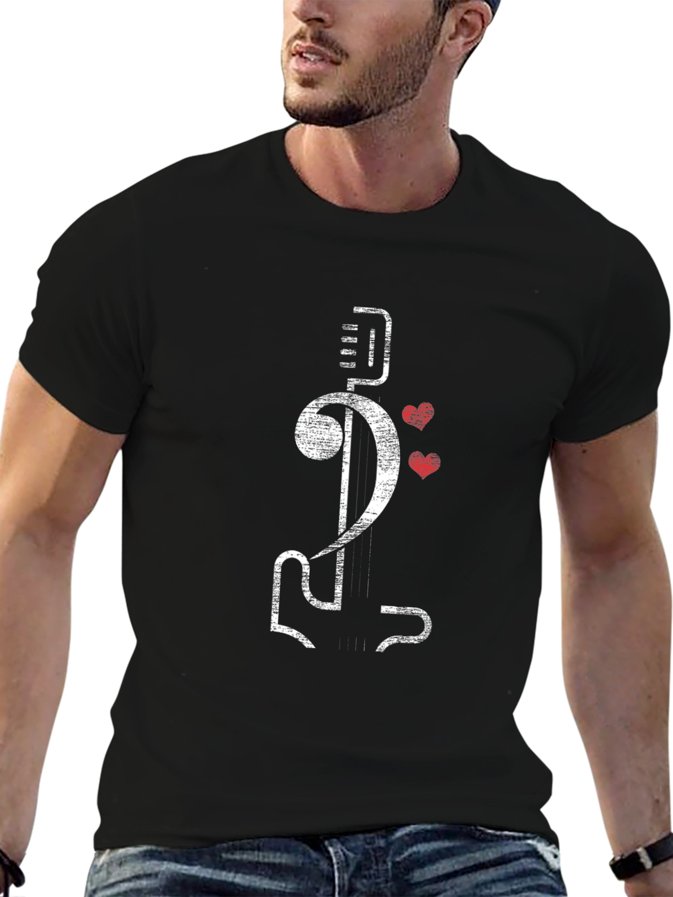 Bass Clef Guitar T-Shirt - Music Lover Tee
