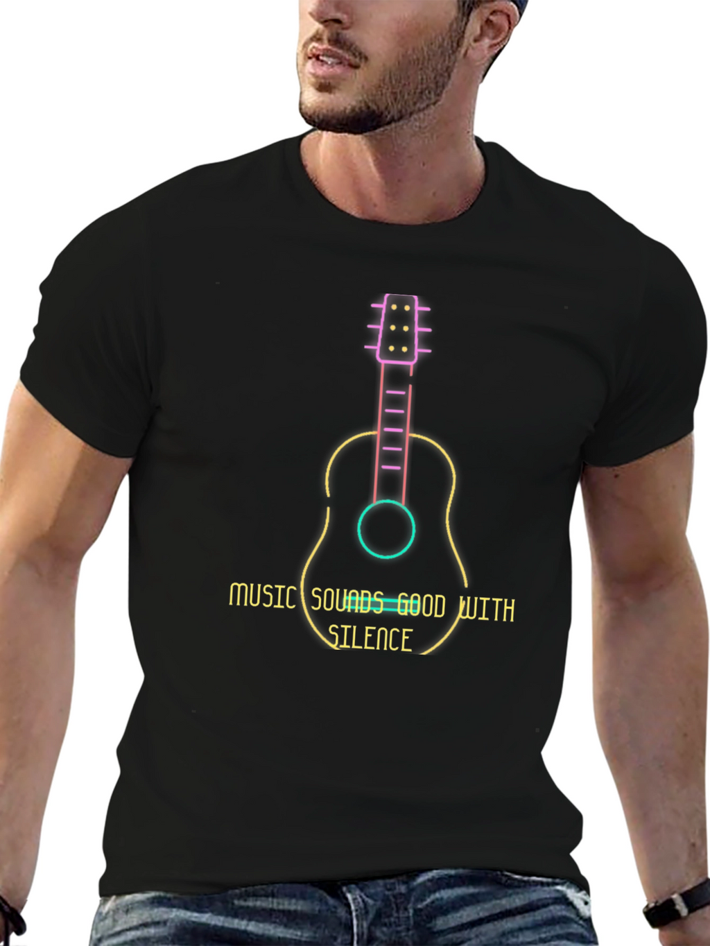 Guitar Music T-Shirt - Sounds Good With Silence