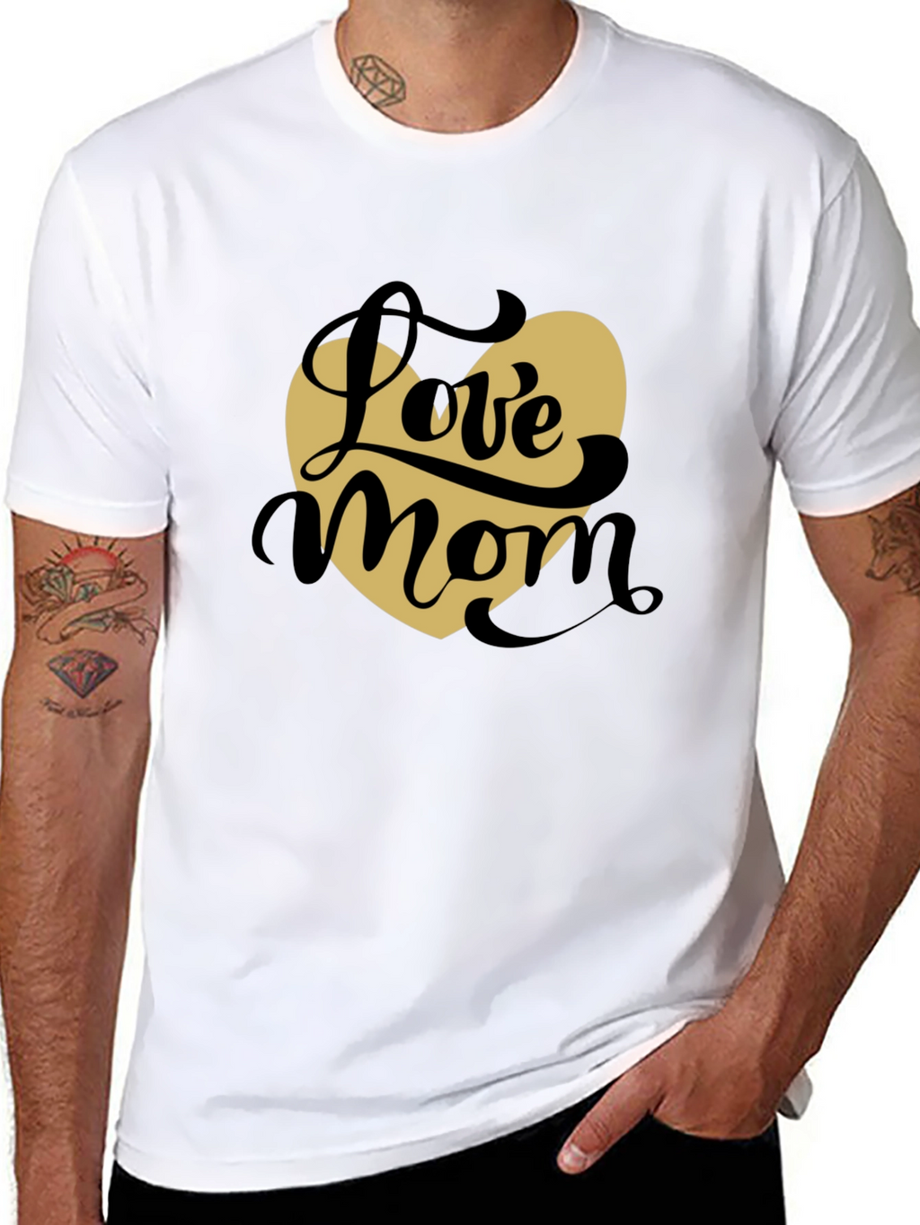 Love Mom T-Shirt - Black with Heart Graphic