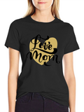Love Mom T-Shirt - Black with Heart Graphic