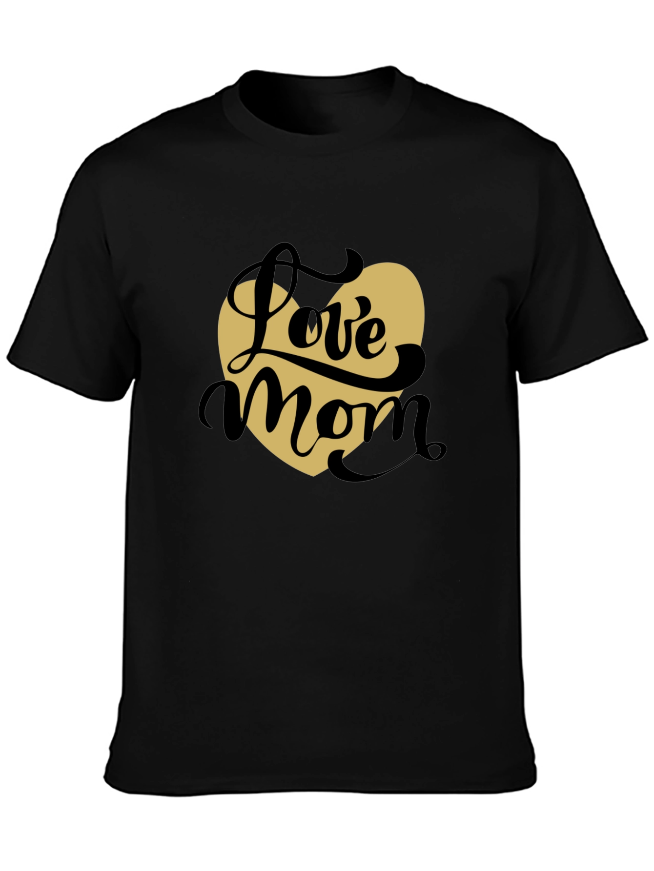 Love Mom T-Shirt - Black with Heart Graphic
