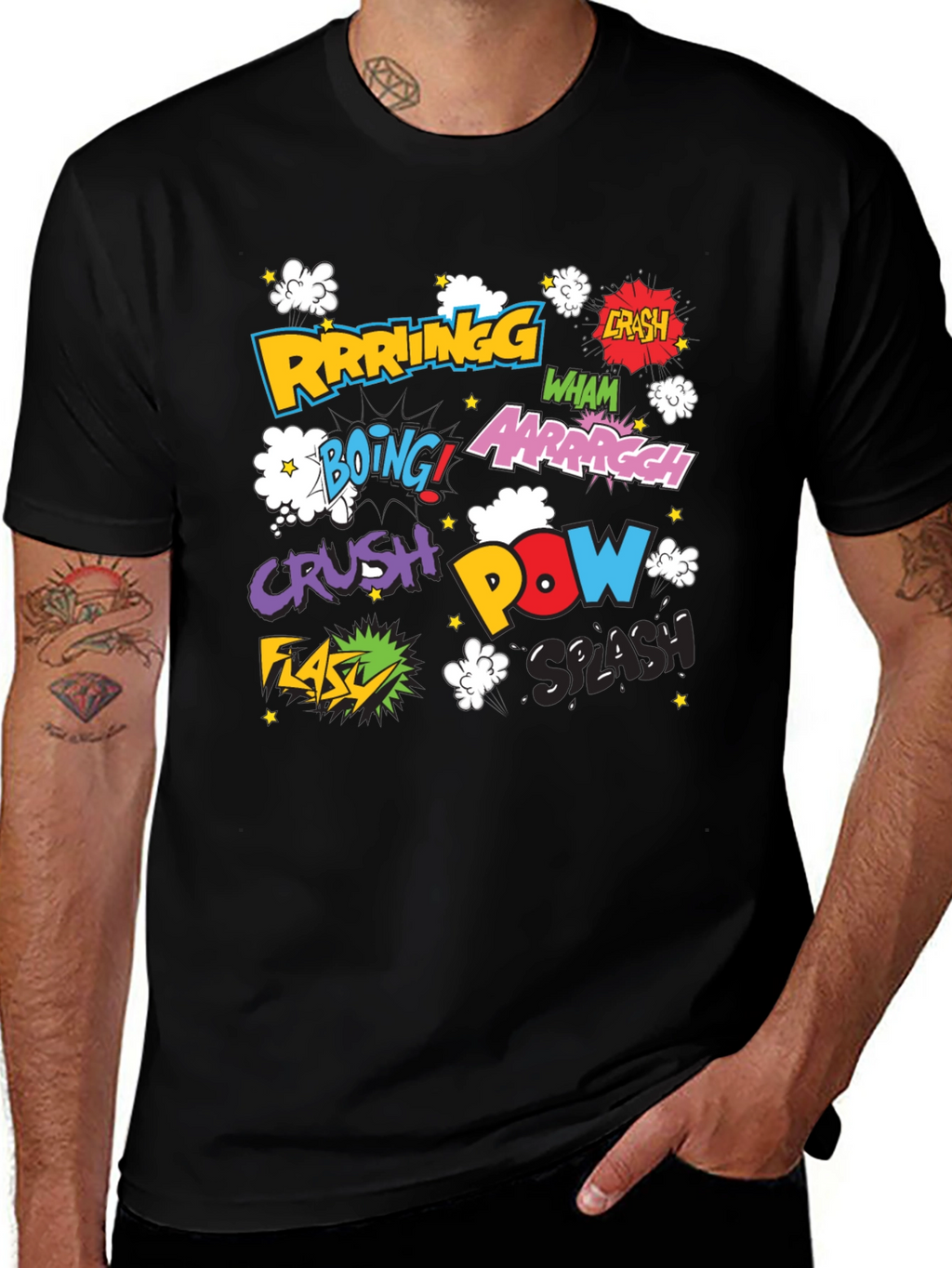 Comic Book Style Sound Effects Graphic T-Shirt
