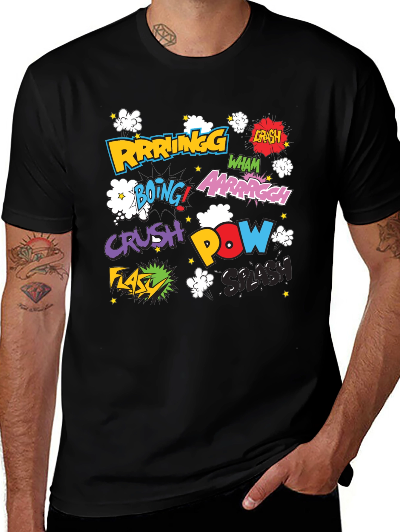 Comic Book Style Sound Effects Graphic T-Shirt