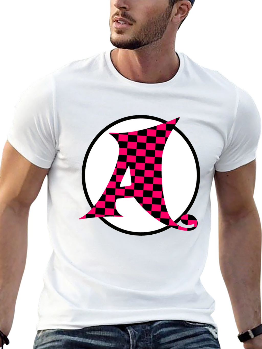 Checkerboard A Graphic Print Black T-Shirt