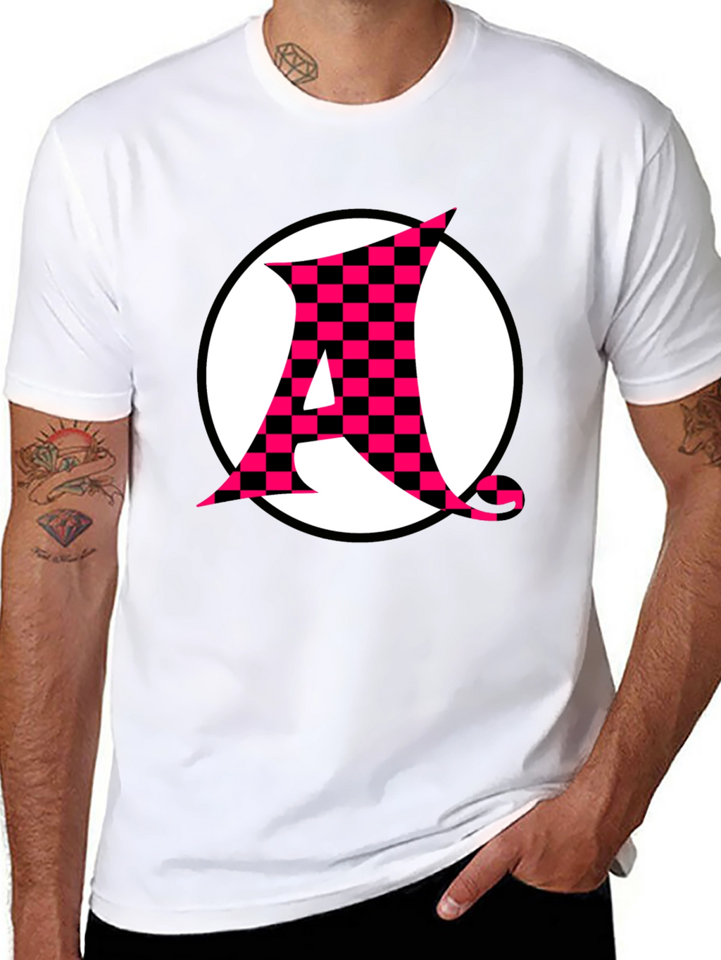 Checkerboard A Graphic Print Black T-Shirt