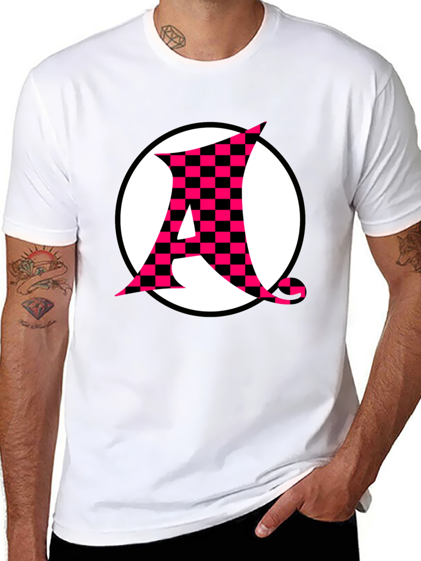 Checkerboard A Graphic Print Black T-Shirt