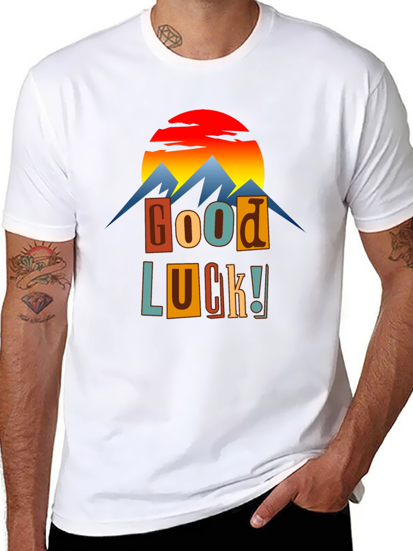 Good Luck Graphic Tee - Mountains & Sunset