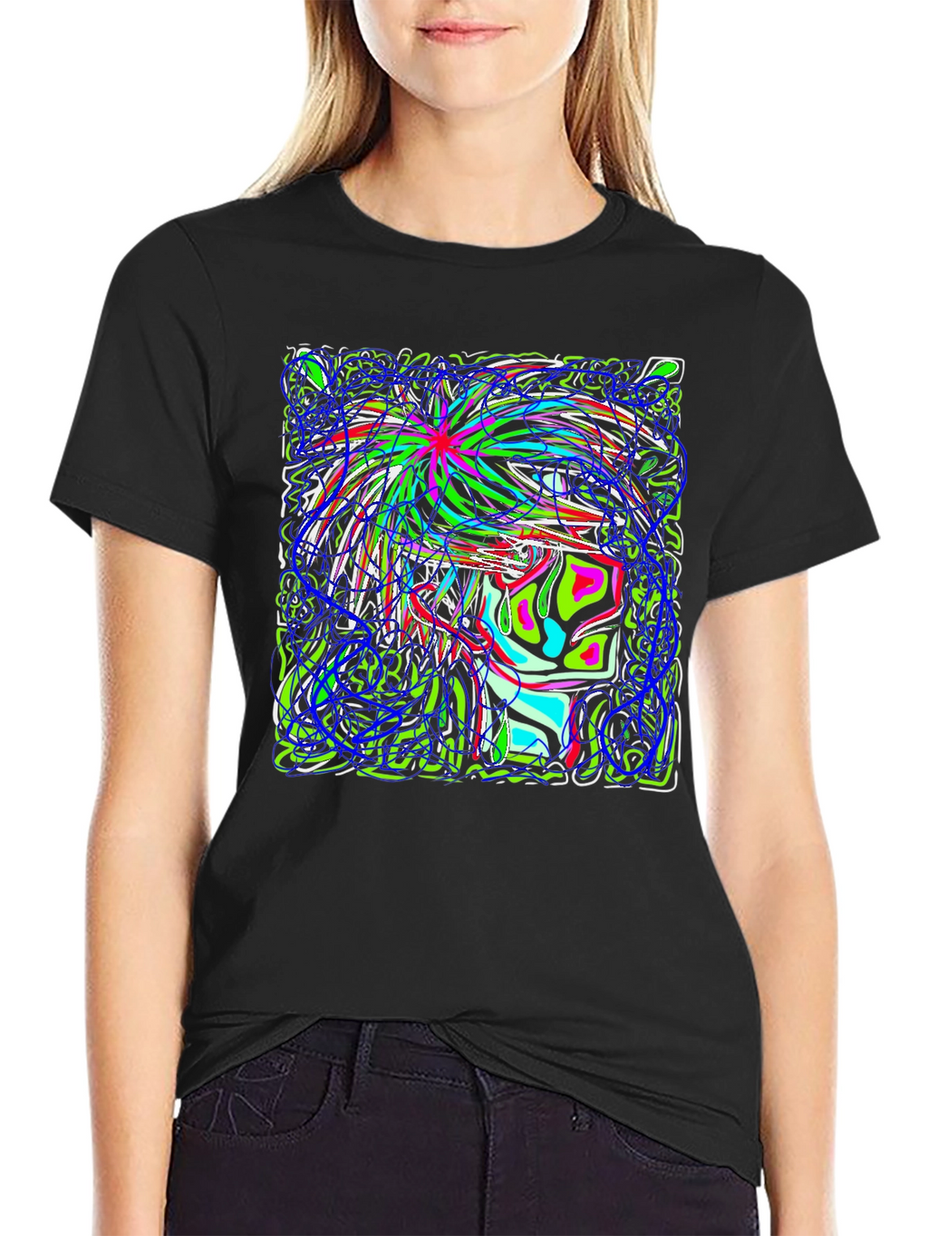 Abstract Art Graphic Print Black T-Shirt