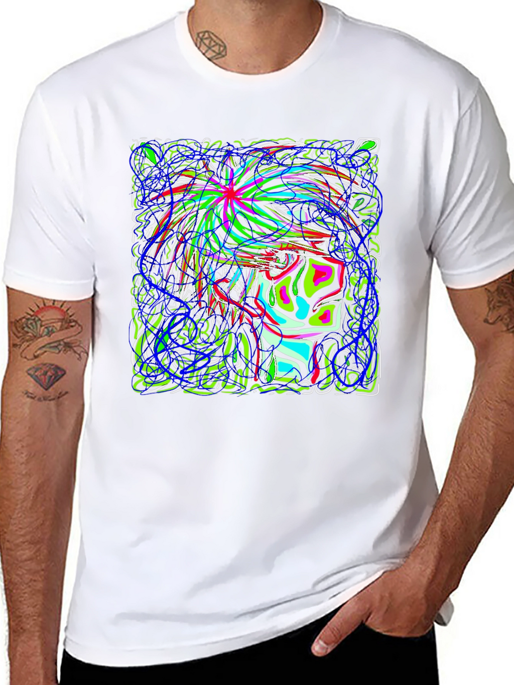 Abstract Art Graphic Print Black T-Shirt